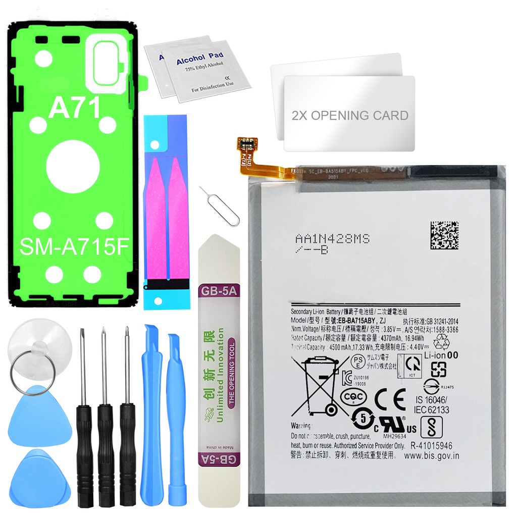 Akku für Samsung Galaxy A71 SM-A715F ersetzt EB-BA715ABY + Werkzeugset + Kleberahmen