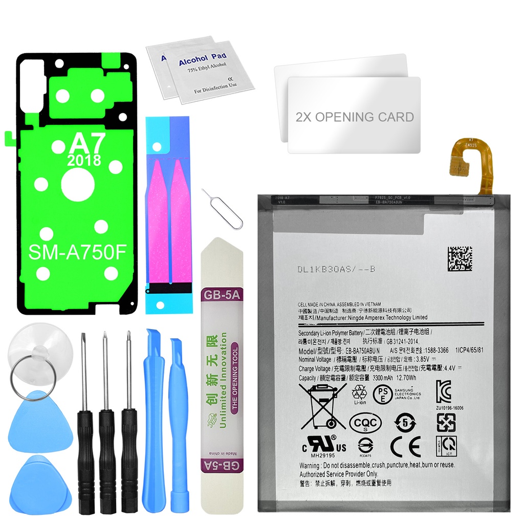 Akku für Samsung Galaxy A7 2018 SM-A750F /  A105F EB-BA750ABU A730x Li-Ion Ersatzakku  + Werkzeugset
