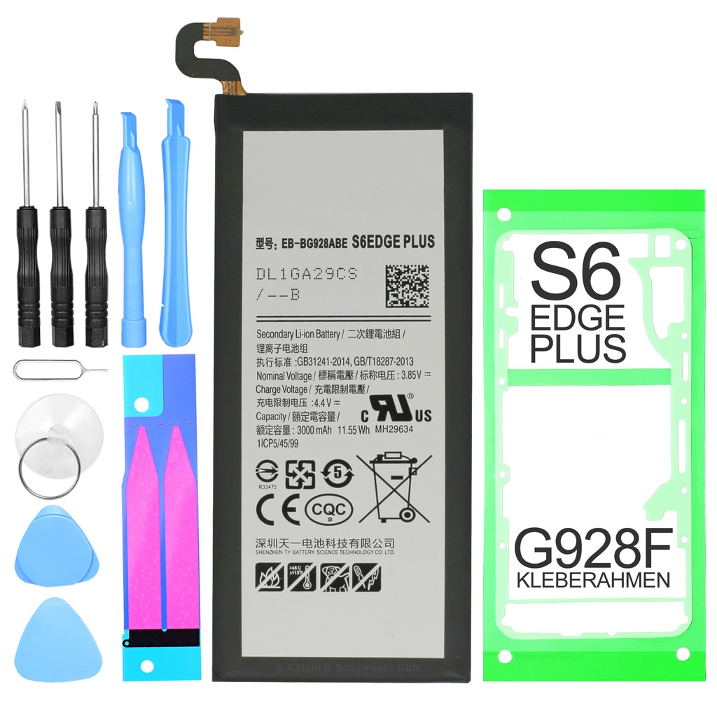 Ersatzakku Akku für Samsung Galaxy S6 Edge Plus G928F EB-BG928ABE + Werkzeug + Kleberahmen