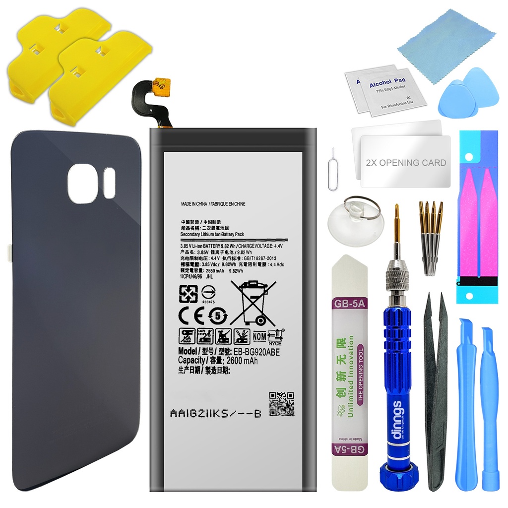 Ersatzakku Akku für Samsung Galaxy S6 SM-G920F EB-BG920ABE + Akkudeckel Dark Blue + Werkzeug Set / Umbau KitDa