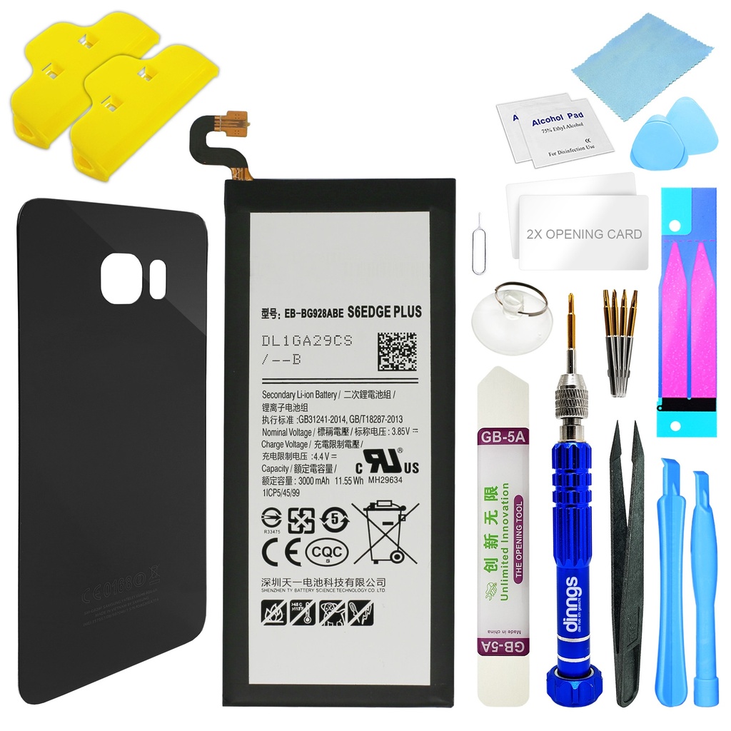 Ersatzakku Akku für Samsung Galaxy S6 Edge Plus SM-G928F EB-BG928ABE + Akkudeckel Black (Schwarz) + Werkzeug Set / Umbau Kit