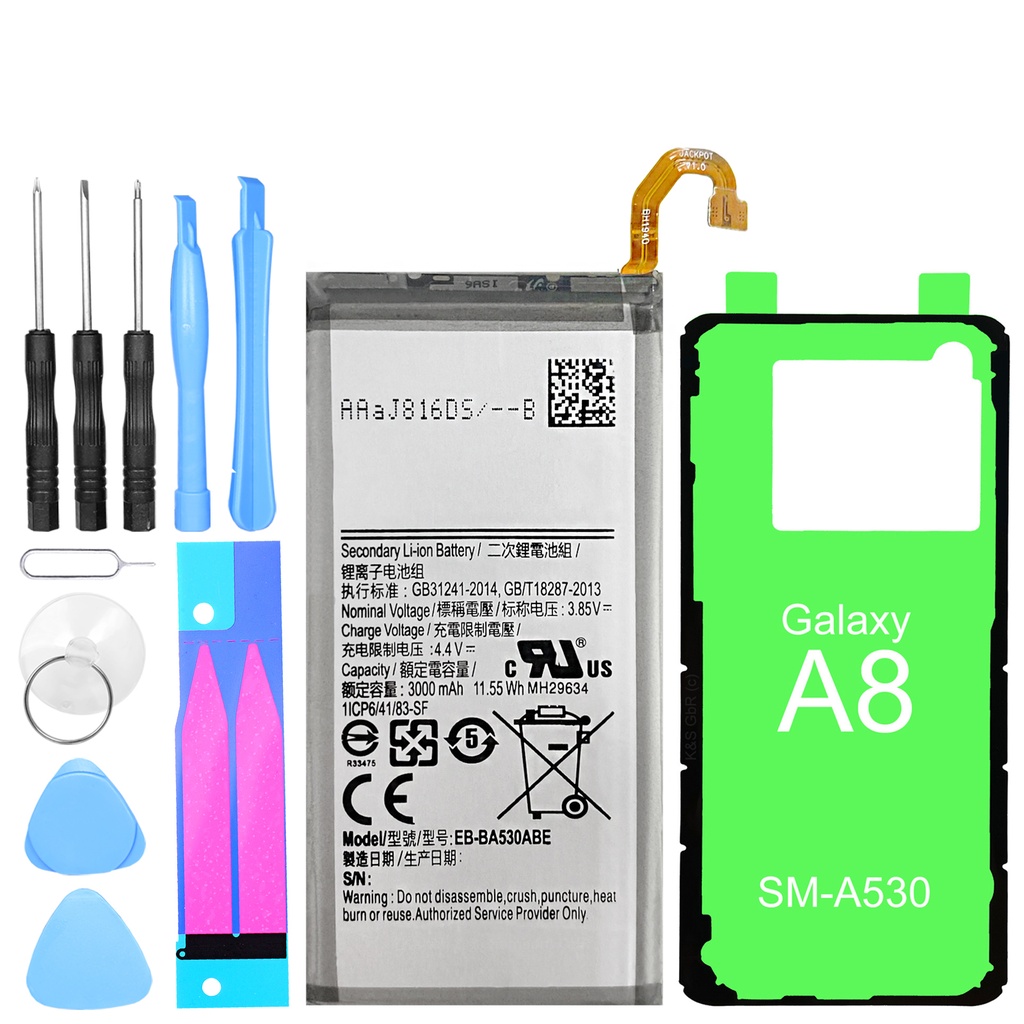 Akku kompatibel zu Samsung Galaxy A8 (2018) SM-A530F - ersetzt EB-BA530ABE + Werkzeugset
