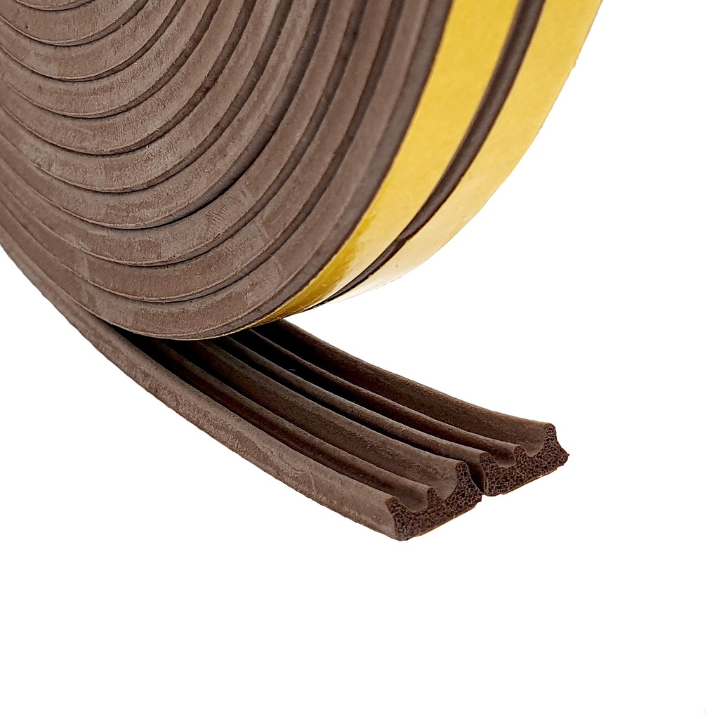 [DNG-0-2252] 10m Gummidichtung selbstklebend Fensterdichtung  - E-Profil 2 - 3.5mm EPDM Dichtung Braun