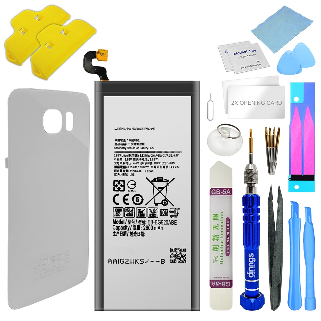 Ersatzakku Akku für Samsung Galaxy S6 SM-G920F EB-BG920ABE + Akkudeckel Dark Blue + Werkzeug Set / Umbau Kit