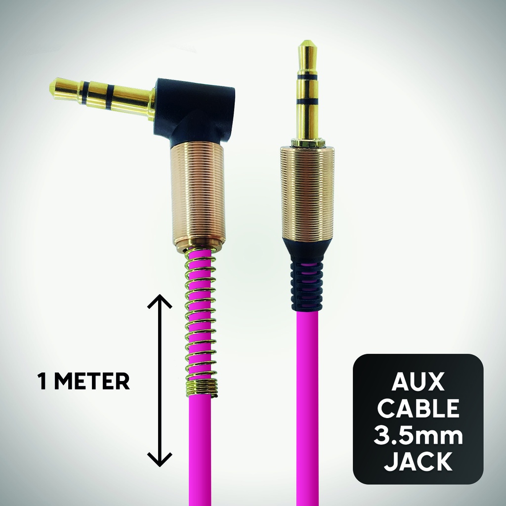 [DNG-0-2261] AUX Audio Kabel 1m 3,5mm 90 Grad Winkel Klinkenstecker für Stereo MP3 iPhone iPod Auto (1x, Rot)