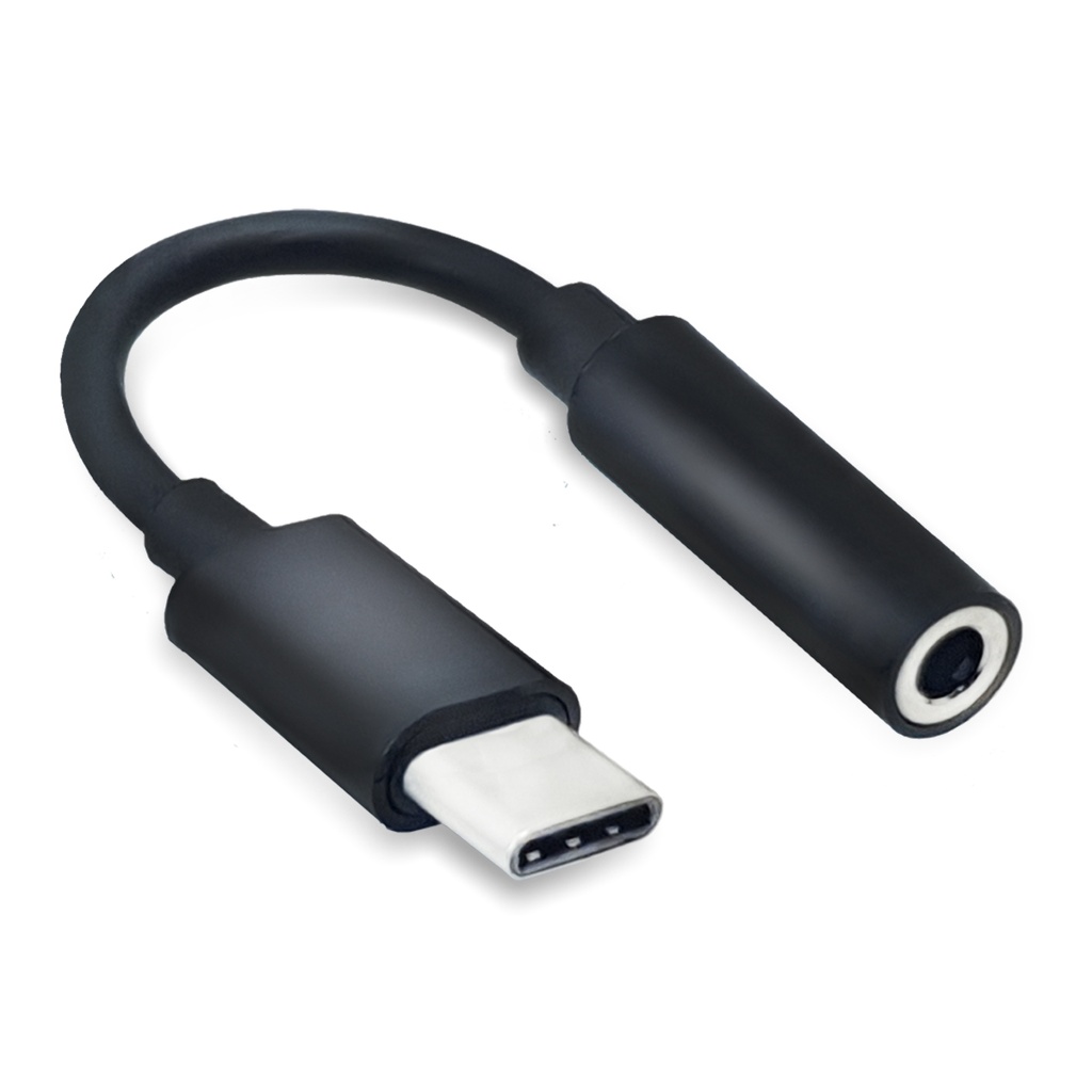 [DNG-0-2041-1x-Schwarz] USB C auf 3,5 mm Klinke AUX Adapter Kopfhörer Audio Handy Kabel (1x, Schwarz)